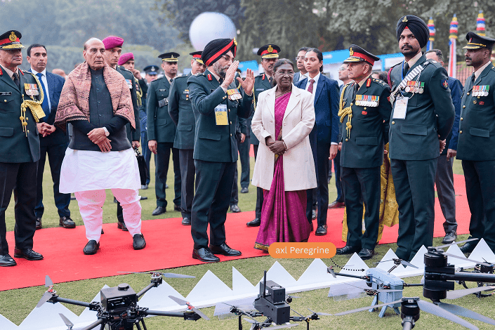 Our axl Peregrine drone showcased in front of the Honorable President of India